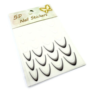 Stiker French interior cu Ombre Nail Stickers 5D, alb-negru