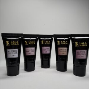 Set Polygel gama Glitter 01 - 05 , 30 gr/buc HEMA-TPO FREE
